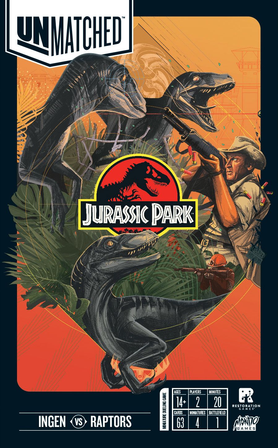 Box art of Unmatched: Jurassic Park – InGen vs Raptors